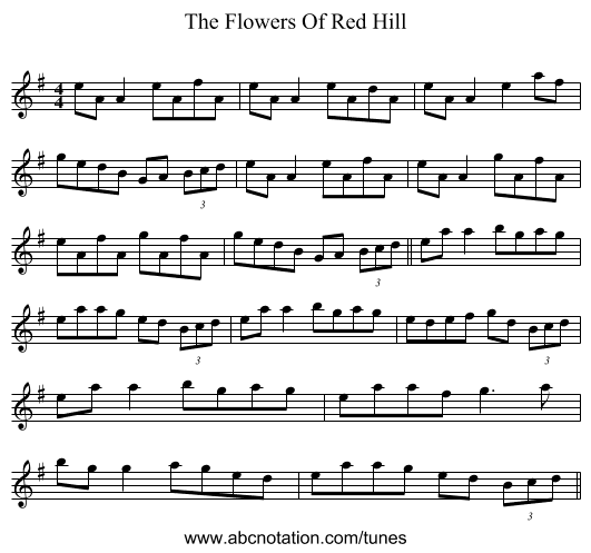 The Flowers Of Red Hill - staff notation