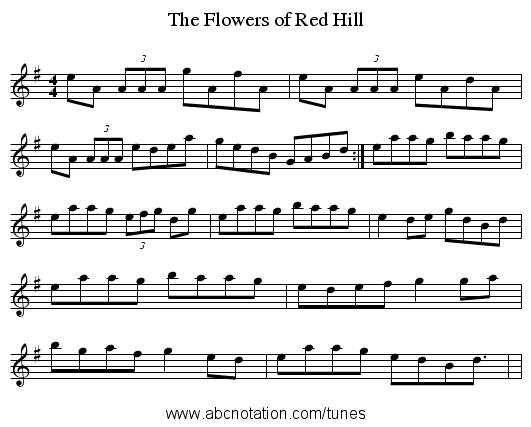The Flowers of Red Hill - staff notation
