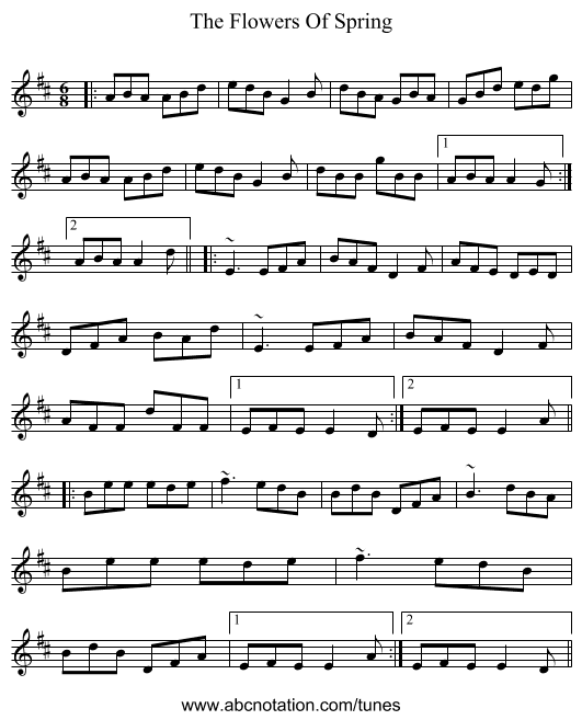 The Flowers Of Spring - staff notation