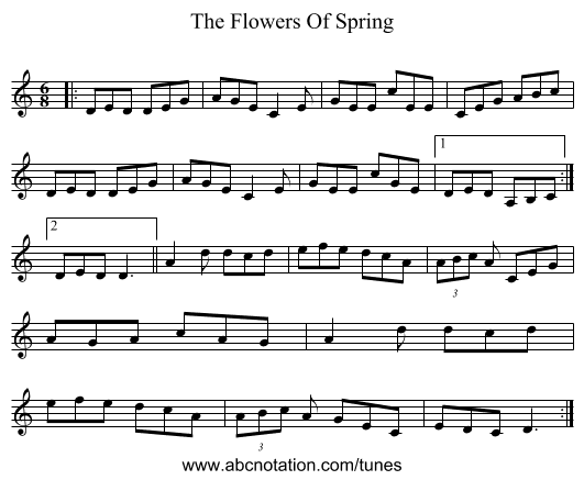 The Flowers Of Spring - staff notation