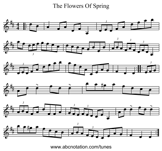 The Flowers Of Spring - staff notation