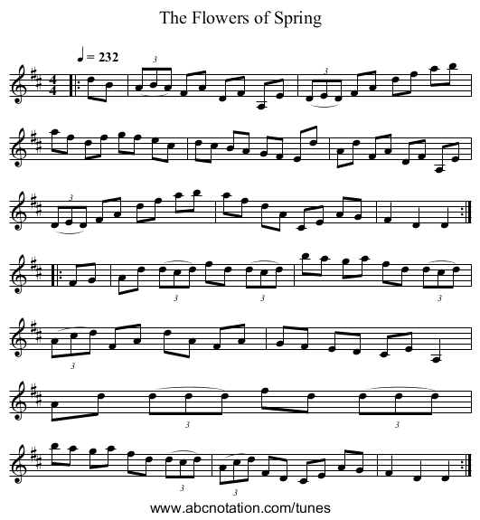 The Flowers of Spring - staff notation