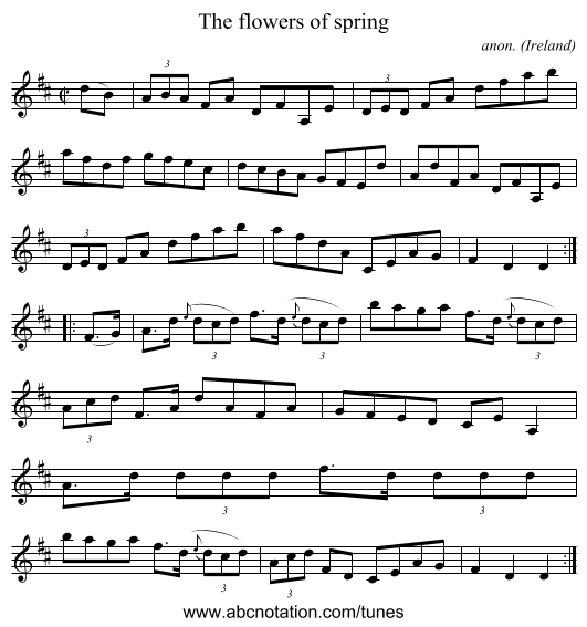 The flowers of spring - staff notation