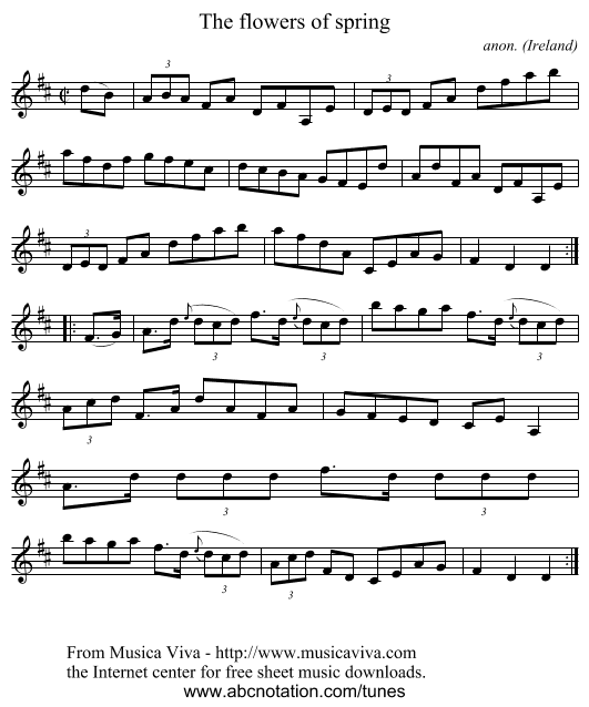 The flowers of spring - staff notation