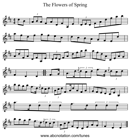 The Flowers of Spring - staff notation