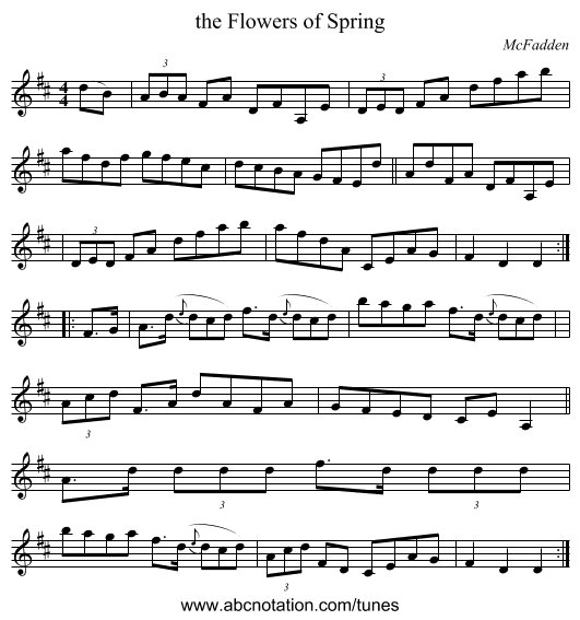the Flowers of Spring - staff notation