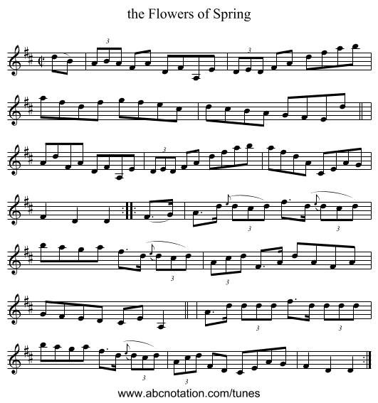 the Flowers of Spring - staff notation