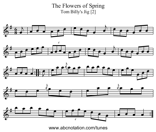 The Flowers of Spring - staff notation
