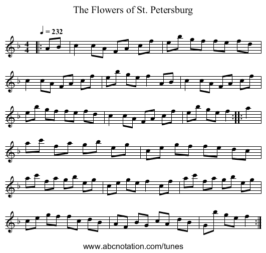 The Flowers of St. Petersburg - staff notation