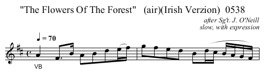The Flowers Of The Forest   (air)(Irish Verzion)  0538 - staff notation