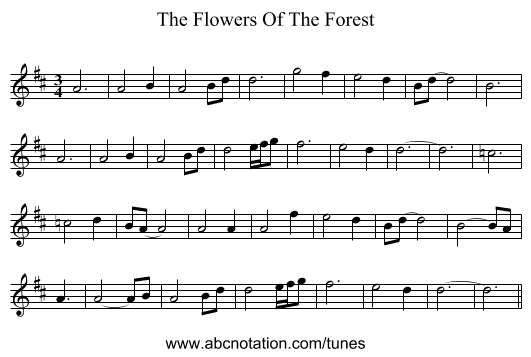 The Flowers Of The Forest - staff notation