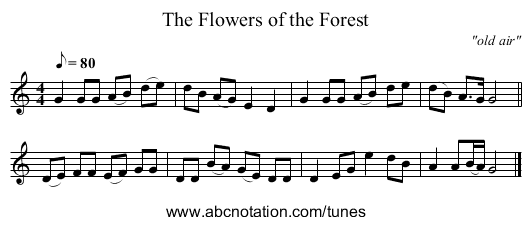 The Flowers of the Forest - staff notation