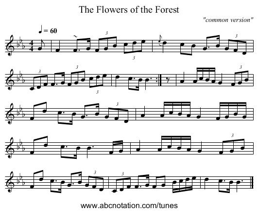 The Flowers of the Forest - staff notation