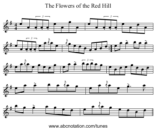 The Flowers of the Red Hill - staff notation