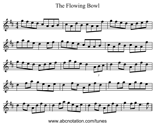 The Flowing Bowl - staff notation