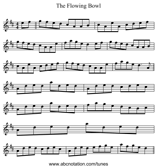 The Flowing Bowl - staff notation