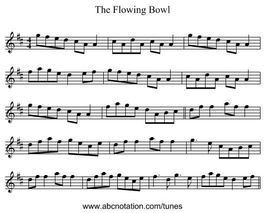 The Flowing Bowl - staff notation
