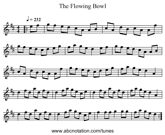 The Flowing Bowl - staff notation