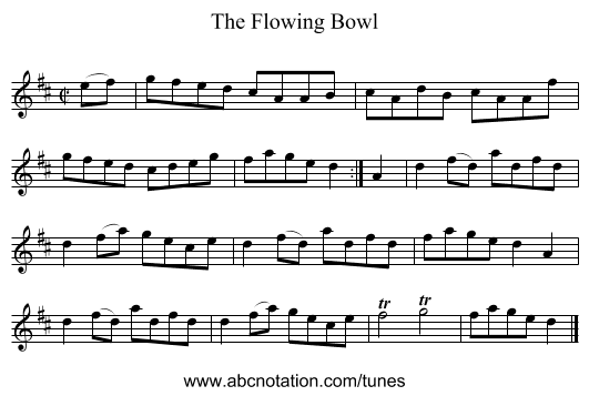 The Flowing Bowl - staff notation
