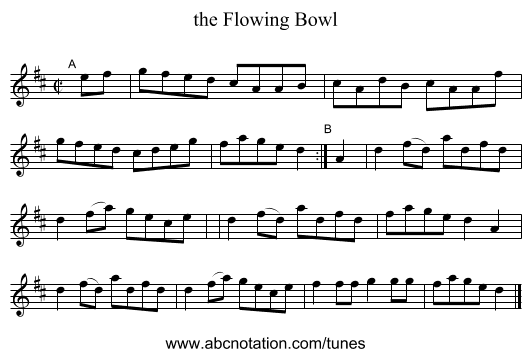 the Flowing Bowl - staff notation