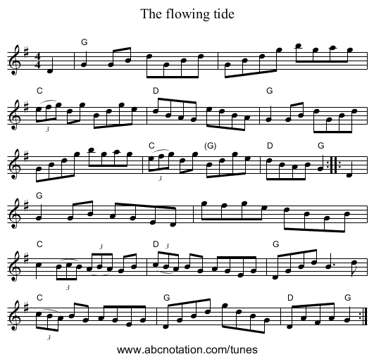 The flowing tide - staff notation