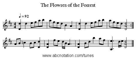 The Flowres of the Forrest - staff notation