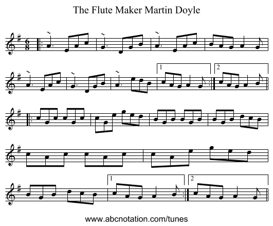 The Flute Maker Martin Doyle - staff notation