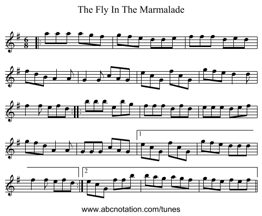The Fly In The Marmalade - staff notation