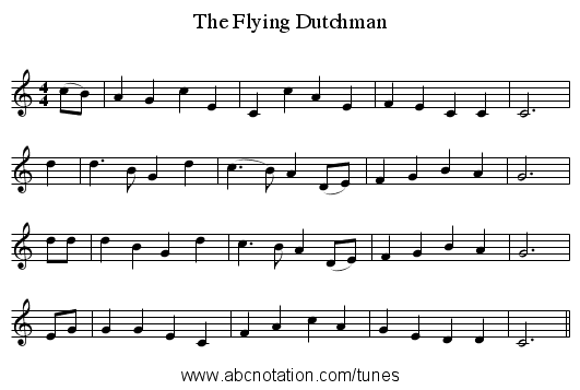 The Flying Dutchman - staff notation