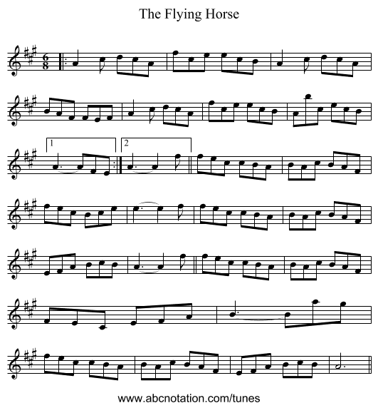 The Flying Horse - staff notation