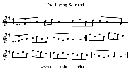 The Flying Squirrel - staff notation