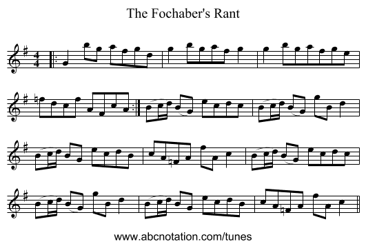 The Fochaber's Rant - staff notation