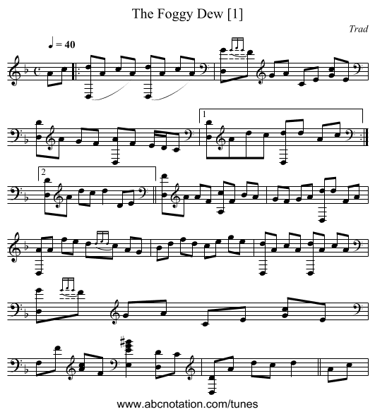 The Foggy Dew [1] - staff notation