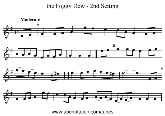 the Foggy Dew - 2nd Setting - staff notation