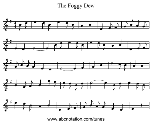 The Foggy Dew - staff notation