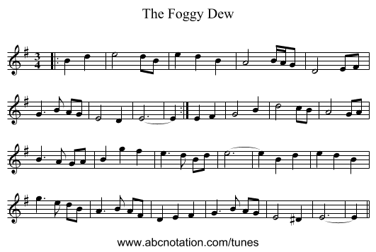 The Foggy Dew - staff notation