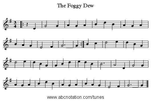 The Foggy Dew - staff notation