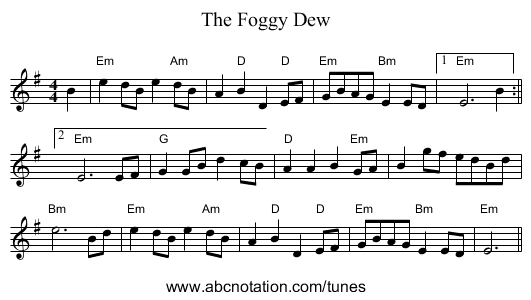 The Foggy Dew - staff notation