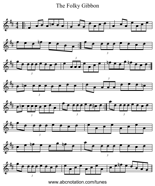 The Folky Gibbon - staff notation