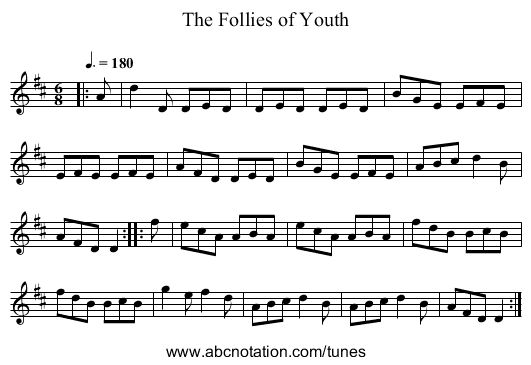 The Follies of Youth - staff notation