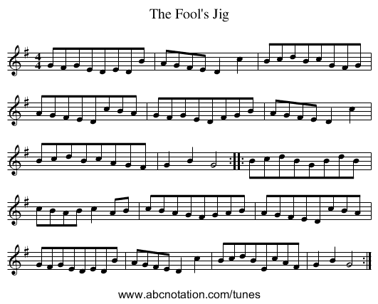 The Fool's Jig - staff notation