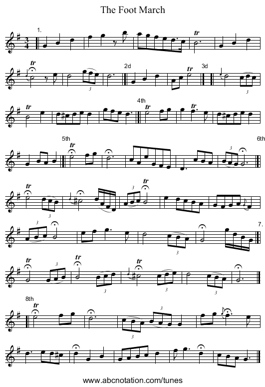 The Foot March - staff notation