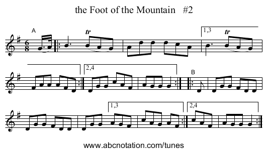 the Foot of the Mountain   #2 - staff notation