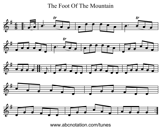 The Foot Of The Mountain - staff notation