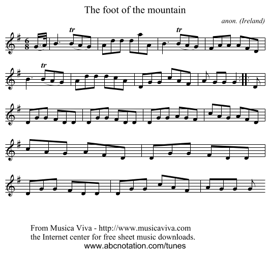 The foot of the mountain - staff notation