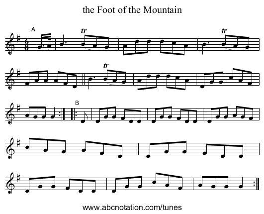 the Foot of the Mountain - staff notation