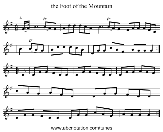 the Foot of the Mountain - staff notation