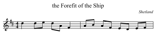 the Forefit of the Ship - staff notation
