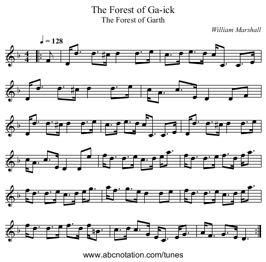 The Forest of Ga-ick - staff notation