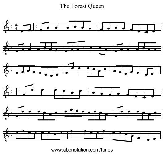 The Forest Queen - staff notation